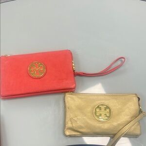 Tory Burch Red and Gold Wristlet Set